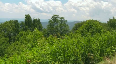 View Over the Blue Ridge Mountains with Looking Glass Rock in Distance Video stock 14841195