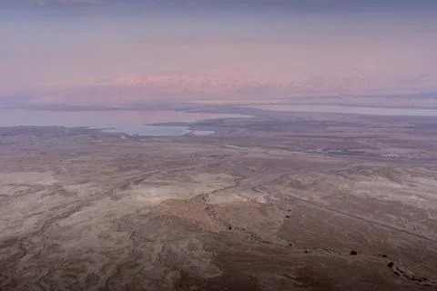 The view over border between Jordan and Israel, the Dead Sea coast Stock Photos