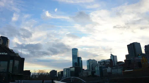 View over bridge in Melbourne skyline Stock Footage 25826050