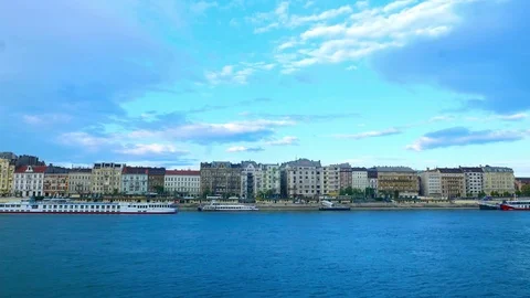 View over Budapest from the river Danube Stock Footage 75186720