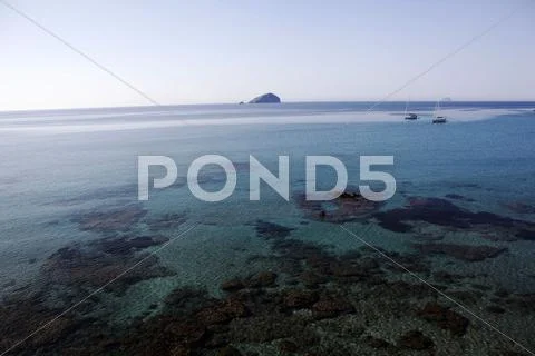 View over the Bull island Sant'Antioco Sardinia, Italy, Mediterranean, Europe Stock Photos