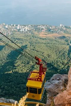 View over cable car from mountain Ai Petri near Yalta, Russia Foto stock