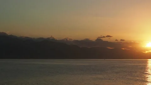 View over Cagway Bay towards Kingston and Blue Mountains, Portmore, Jamaica Stock Footage 139013378