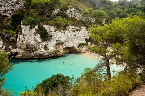 View over Cala Macarelleta in Menorca, Spain Foto stock