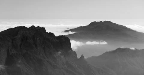 View over the Caldera de Taburiente to the Cumbre Vieja in La Palma, Spain. B Stock Photos