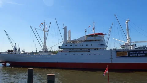 View over Cap San Diego boat in Hamburg, Germany. Stock Footage 241439955