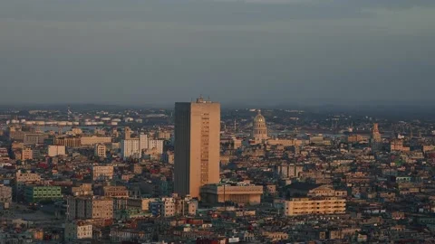 View over Centro Habana towards El Capitolio in Havana, Cuba Stock Footage 139488515