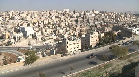 View over the city of Amman Stock Footage 58494725