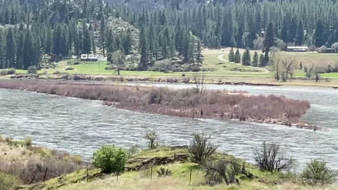 View over the Clark Fork River in western Montana Stock Footage 146145485