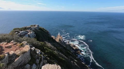 View over cliff face at Cape Point. HD50p Stock Footage 242014666