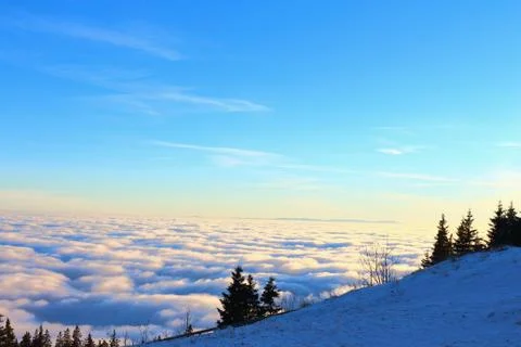 View over the clouds in the alps Stock Photos