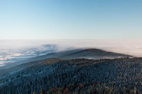 View over clouds in Jested mountain Stock Photos