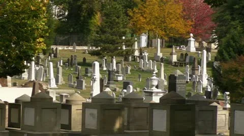 A View over the Congressional Cemetery in Washington, DC Stock Footage