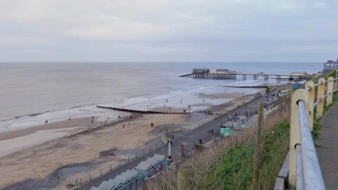 View over Cromer beach, North Norfolk coast Video stock 260141291