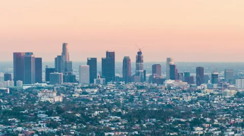 View over downtown Los Angeles at night Vídeos de archivo 63248741