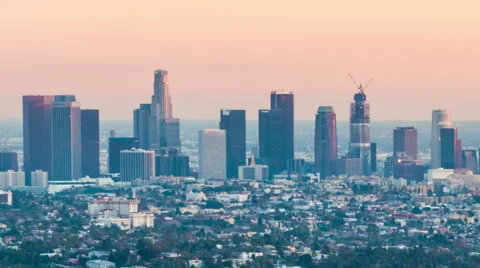 View over downtown Los Angeles at night Vídeos de archivo 63248953