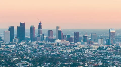View over downtown Los Angeles at night Vidéo 63249005