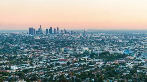 View over downtown Los Angeles at night 스톡 동영상 63249909