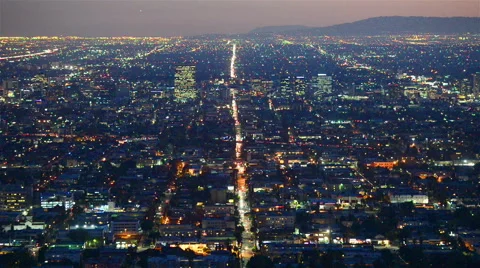 View over downtown Los Angeles at sunset Stock-Footage 64260321