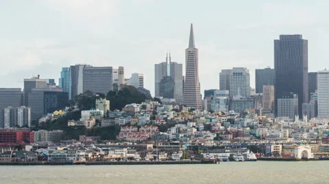 View over downtown San Francisco Stock Footage 63661385