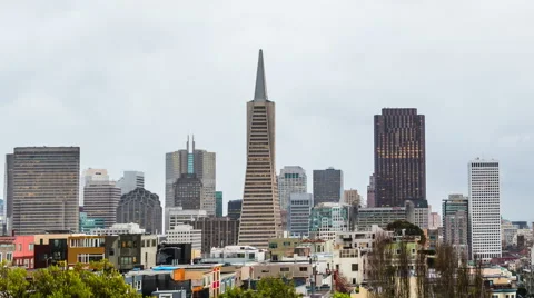 View over downtown San Francisco Stock Footage 63668476