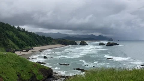 View over Ecola State Park coastline in Oregon 動画素材 229793393