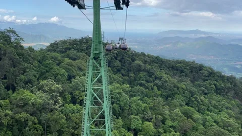 View over the forest from the cable car to Sun World Ba Na Hills resort, Vietnam 動画素材 206498451