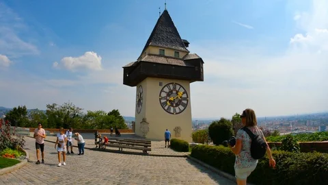 View over Graz and the Uhrturm in Austria Video stock 116428249