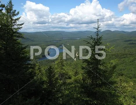View over green mountain valley Stock Photos