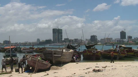 View over the harbour in dar es salaam, tanzania Stockbeeldmateriaal 39793807