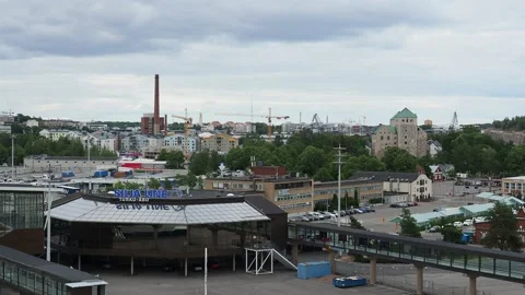 View over the Harbour towards the Castle, Turku, Finland Stock Footage 170653230
