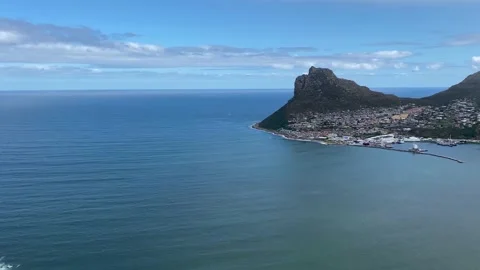 View over Hout Bay and out to sea from high up Stock Footage 170139738