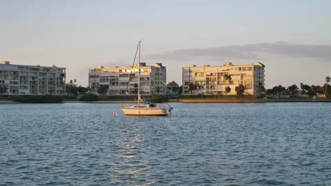 View from over intercoastal  towards blue near Corey Causeway Drawbridge. Fishin Stock Footage 308595668