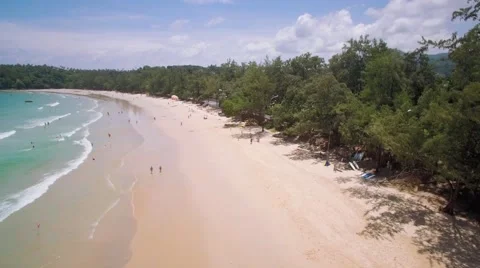 View Over Kata Beach in Phuket Thailand, Ascending Drone Shot With Pan Stock Footage 66193855
