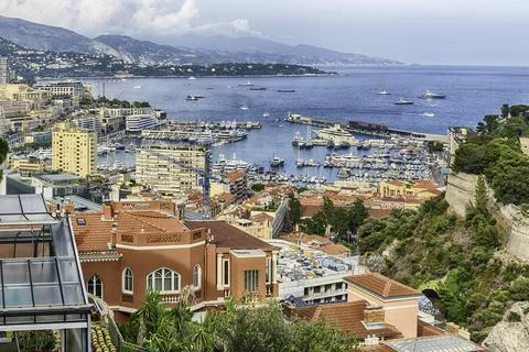 View over La Condamine district and Monte Carlo, Monaco Stock Photos