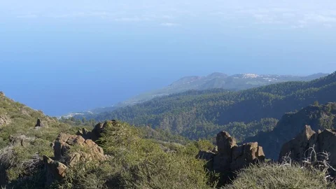 The view over La Palma from the Roque de los Muchachos Stock Footage 85314982
