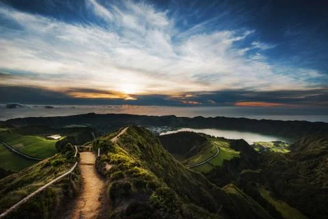 View over Lagoa das sete cidades Stock Photos