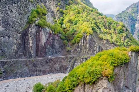 View over Lahich river bed torrent Stock Photos