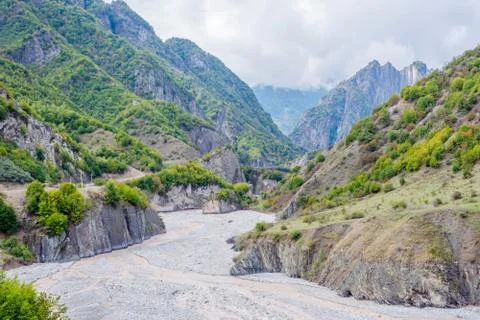 View over Lahich river bed torrent Stock Photos