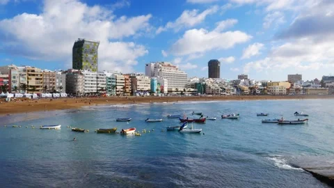 View over Las Canteras beach, Canary islands. Video stock 137319627