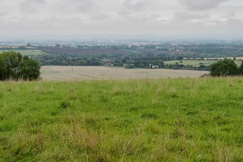 View over Letcombe Regis from the Ridgeway, Vale of White Horse, Oxfordshire Foto stock