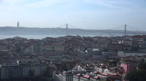 View over Lisbon Portugal Camera movement Upwards Tilt Stock Footage 59592413