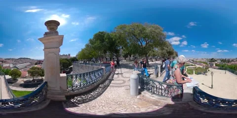 View Over Lisbon, San Pedro De Alcantara 360 vr Video stock 208084247