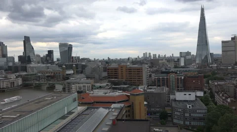 View over London looking out over the river Thames and the shard building. Stock Footage 66031394