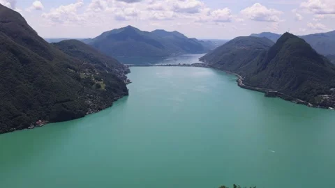 View over Lugano in Ticino from Monte Bre, Switzerland Stock Footage 246234366