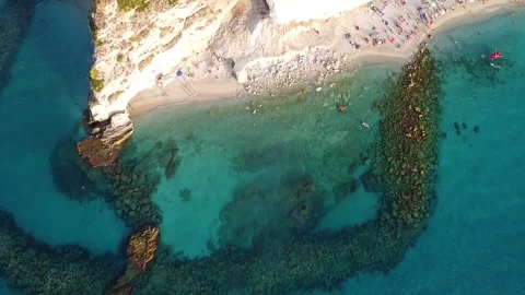 View over the main beach in Tropea, Calabria, Italy Stock Footage 287241364