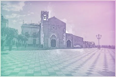 View over the main square in Taormina Ilustración de archivo