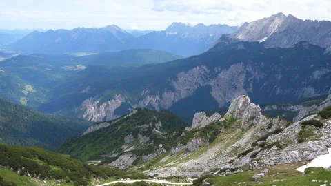View over the mountains in the Alps in summer Stock Footage 121005803