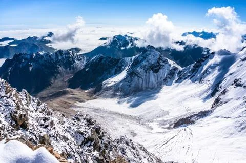 View over the mountains and clouds Stock Photos