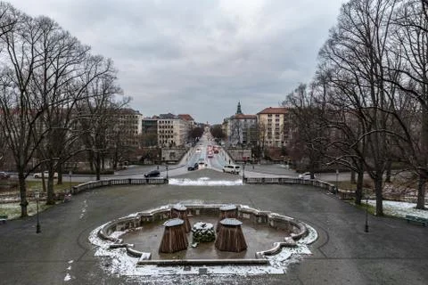 View over Munich with a bridge in the foreground Stock Photos